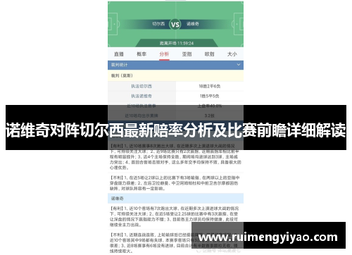 诺维奇对阵切尔西最新赔率分析及比赛前瞻详细解读